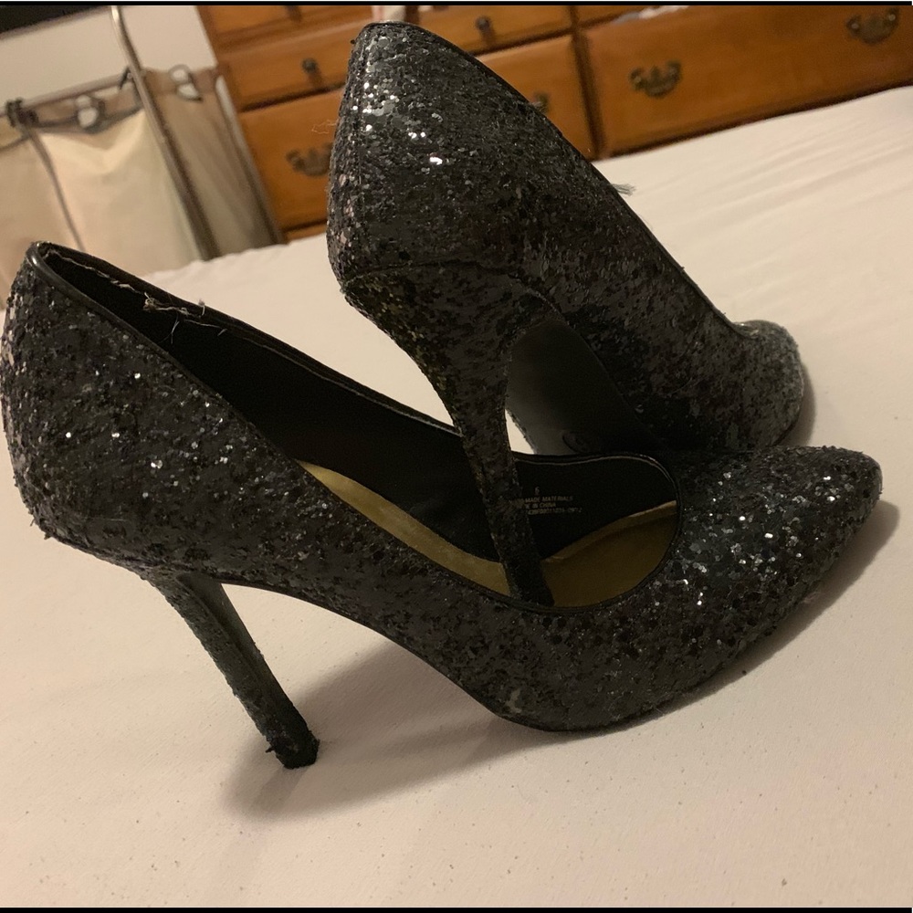 Black Sequin Pumps